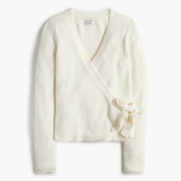 NWT J Crew extra soft yarn wool blend Ivory wrap sweater in XXL Quiet Luxury New - Picture 1 of 5